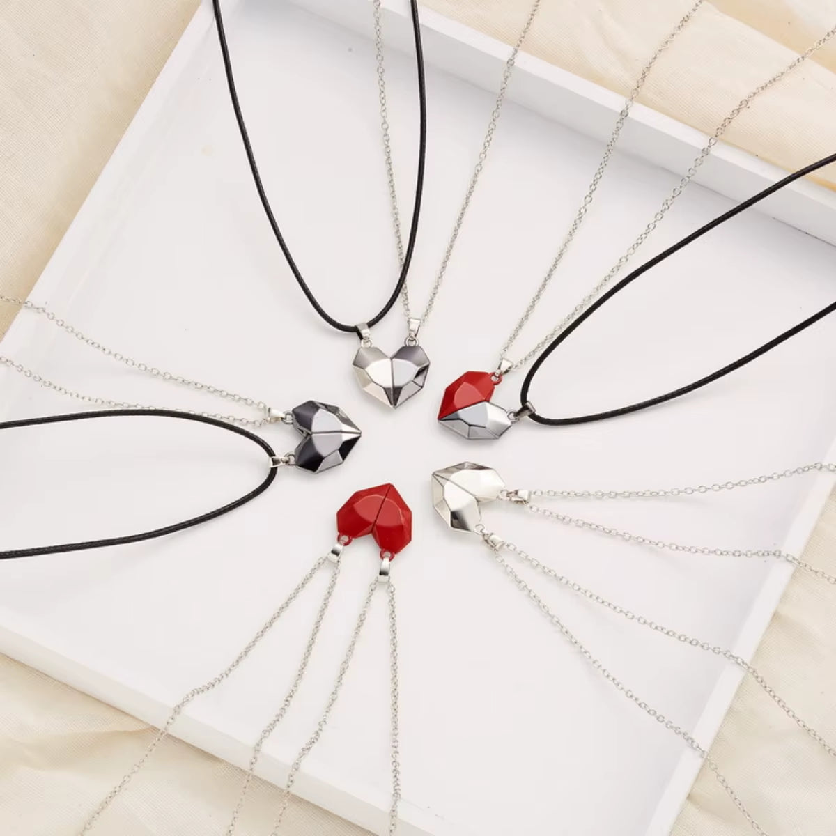 2Pcs Magnetic Heart Couple Necklace for Women Valentine'S Day Sweater Chain for Best Friend Lovers Wedding Party Gift Jewelry