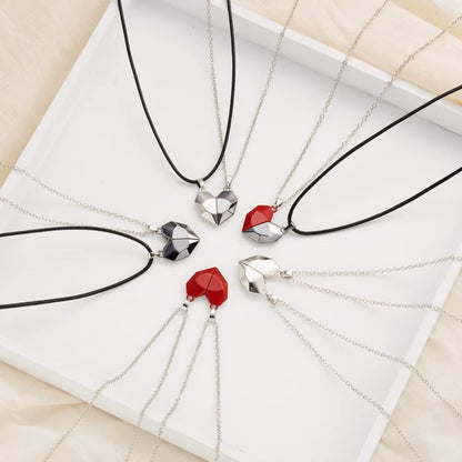 2Pcs Magnetic Heart Couple Necklace for Women Valentine'S Day Sweater Chain for Best Friend Lovers Wedding Party Gift Jewelry