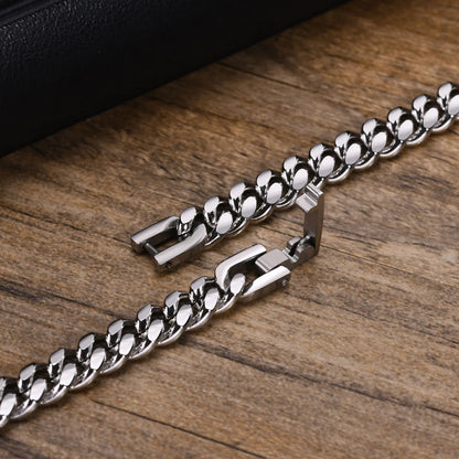 6/8/10/12Mm Cuban Chain Bracelets for Men Women, Solid Stainless Steel Curb Link Chain Wristband Jewelry